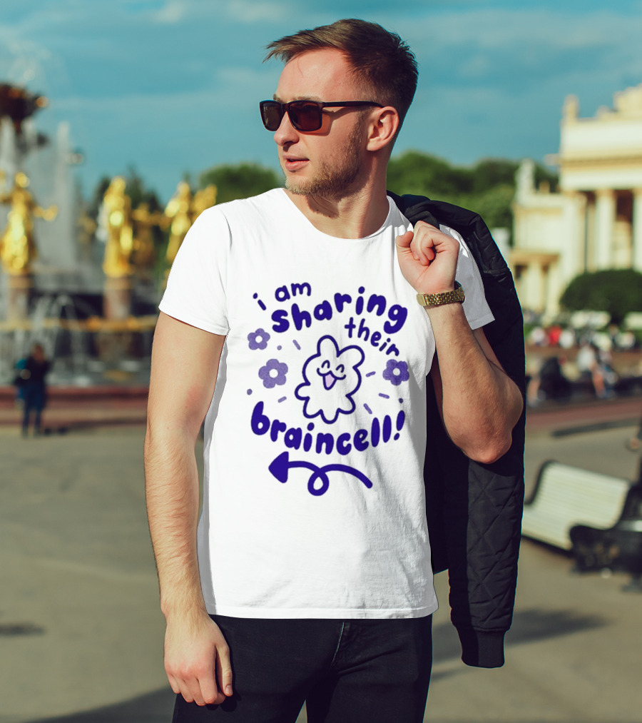 I Am Sharing Their Braincell Cute Flower Character Playful Arrow T-Shirt