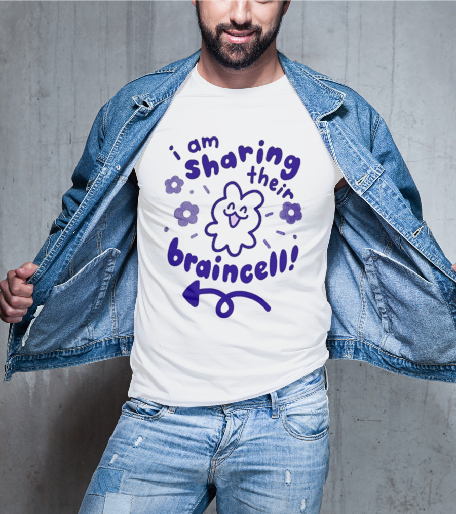 I Am Sharing Their Braincell Cute Flower Character Playful Arrow T-Shirt