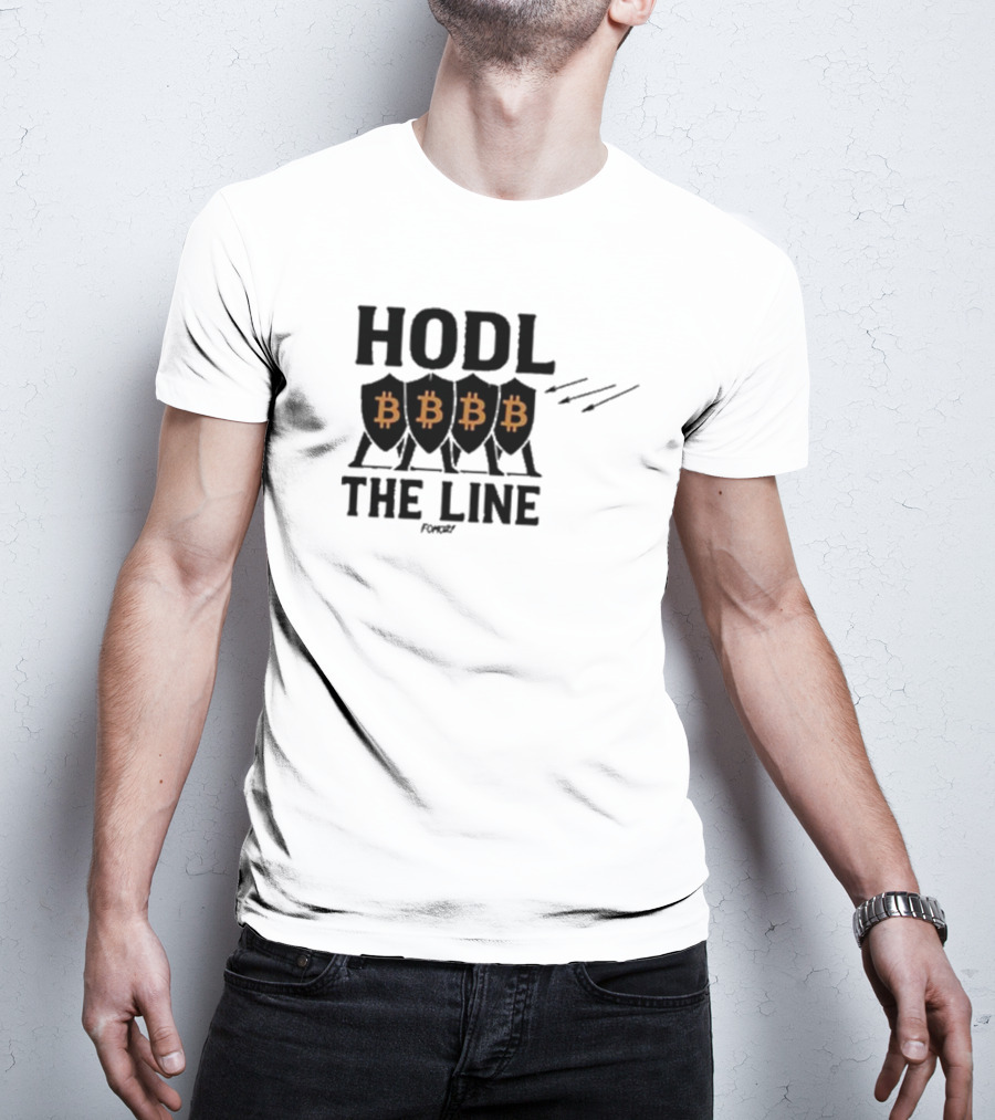Hodl The Line Bitcoin Warrior Cryptocurrency Enthusiast BBB Pattern T-Shirt