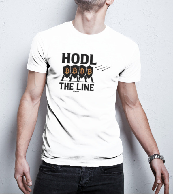 Hodl The Line Bitcoin Warrior Cryptocurrency Enthusiast BBB Pattern T-Shirt