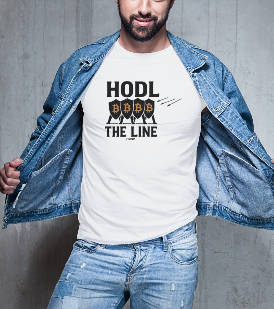 Hodl The Line Bitcoin Warrior Cryptocurrency Enthusiast BBB Pattern T-Shirt