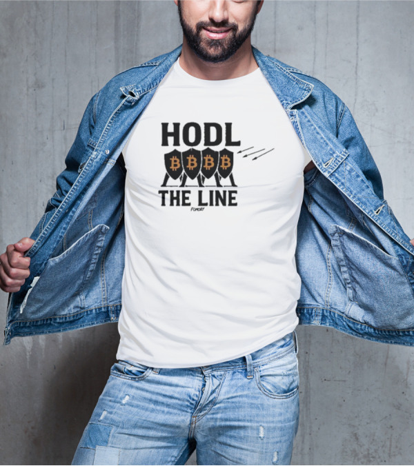 Hodl The Line Bitcoin Warrior Cryptocurrency Enthusiast BBB Pattern T-Shirt