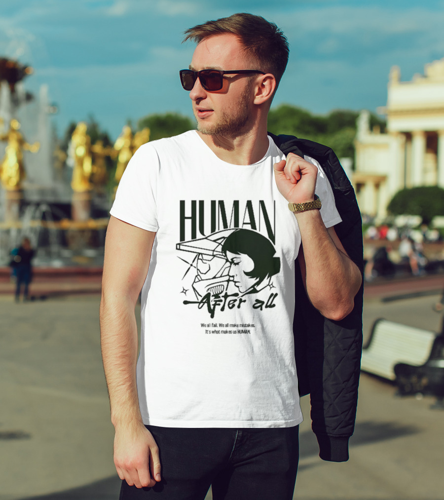 "Human After All Skeleton Outline Illustration" T-Shirt