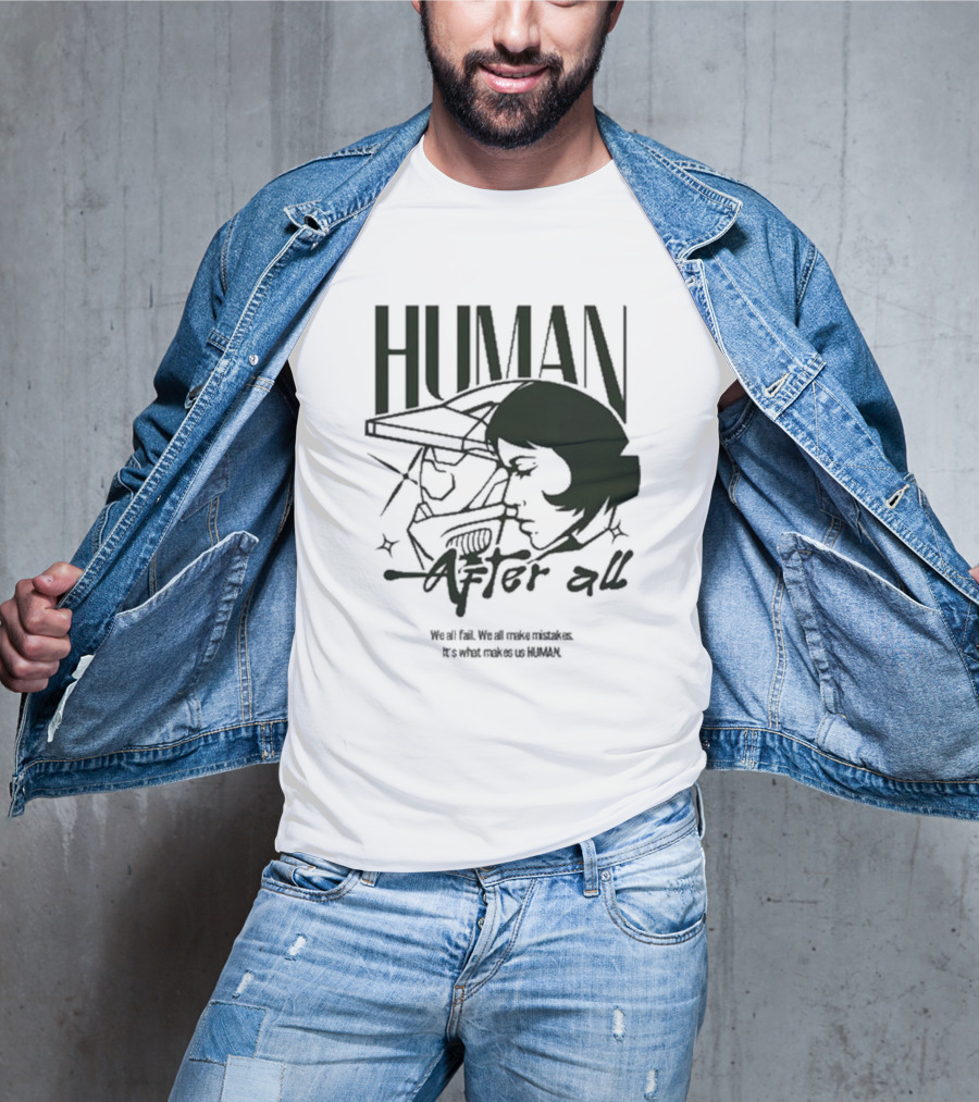 "Human After All Skeleton Outline Illustration" T-Shirt