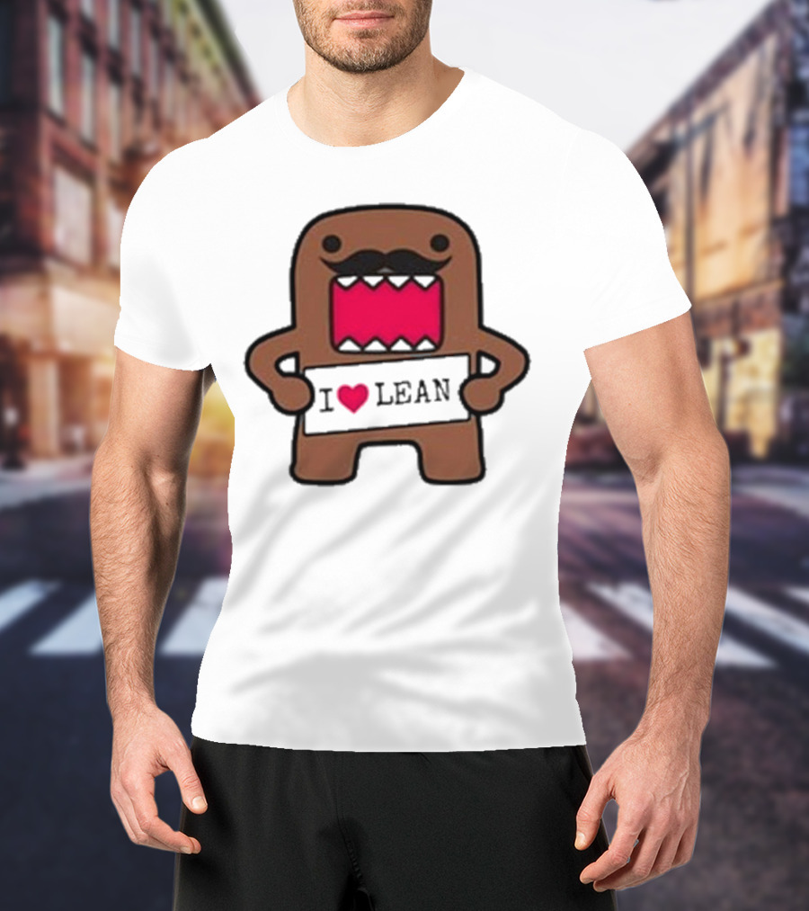 I Love Lean Domo Heart Mustache Cartoon Character T-Shirt