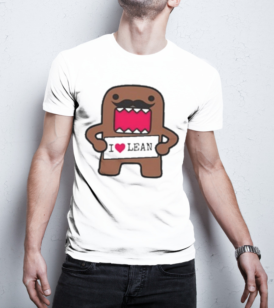 I Love Lean Domo Heart Mustache Cartoon Character T-Shirt