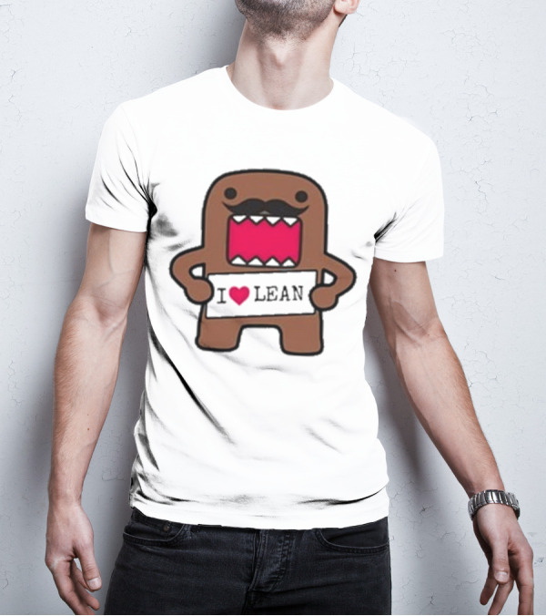 I Love Lean Domo Heart Mustache Cartoon Character T-Shirt
