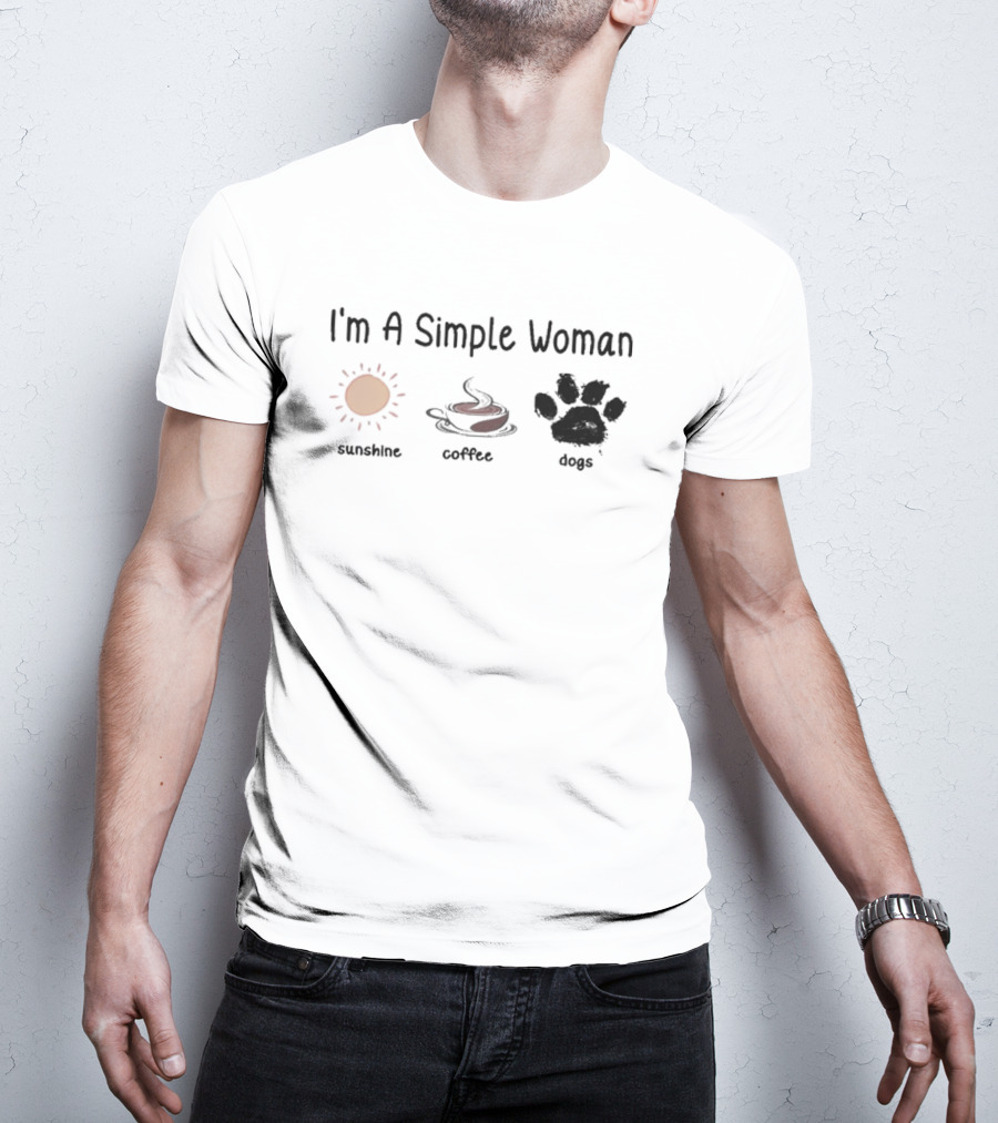I'm A Simple Woman Sunshine Coffee Paw Dog T-Shirt