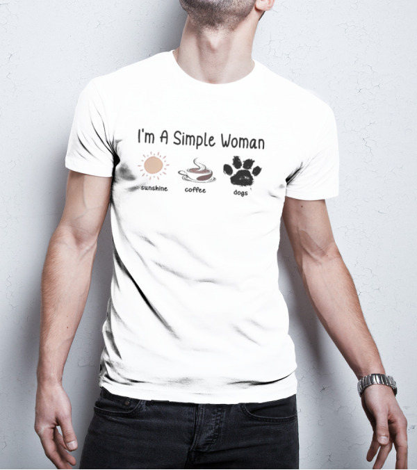 I'm A Simple Woman Sunshine Coffee Paw Dog T-Shirt