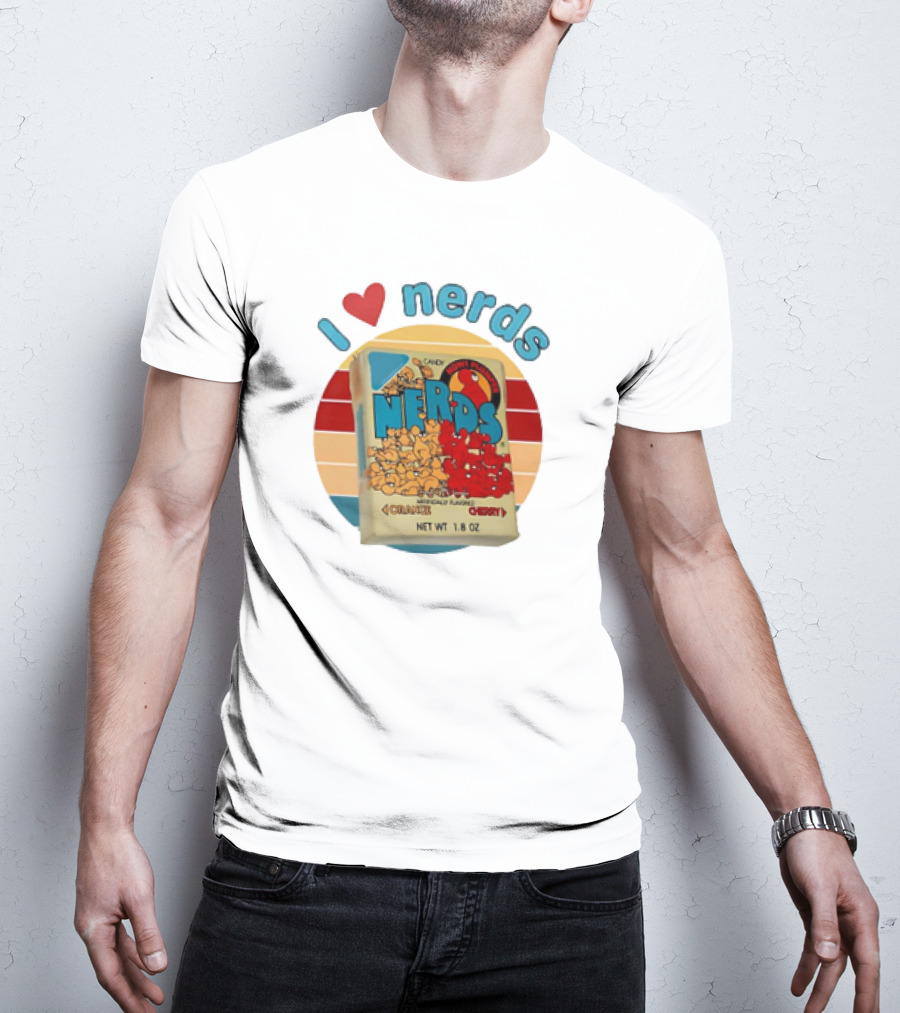 I Love Nerds Candy Box Cherry Orange Vintage Retro Style T-Shirt