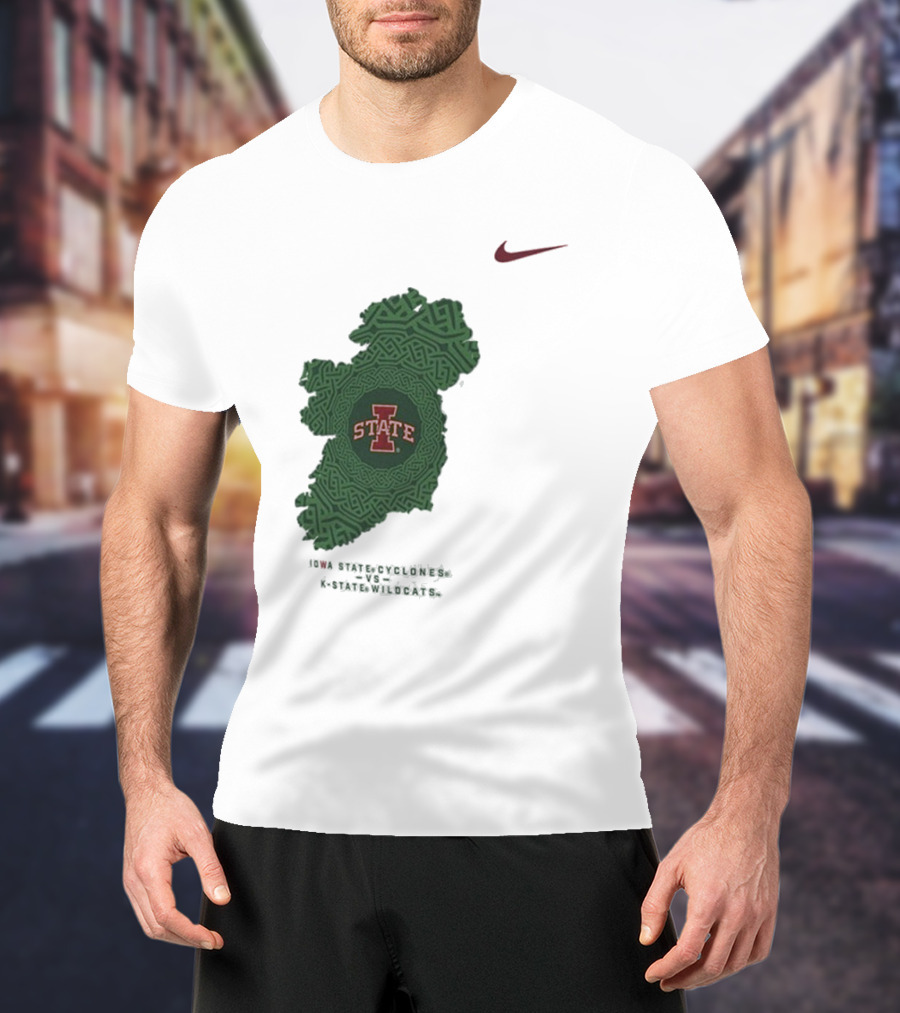 Iowa State Vs K-State Nike Aer Lingus Classic Ireland Map Design T-Shirt