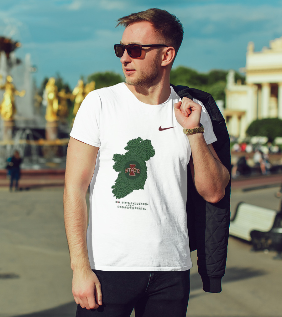 Iowa State Vs K-State Nike Aer Lingus Classic Ireland Map Design T-Shirt