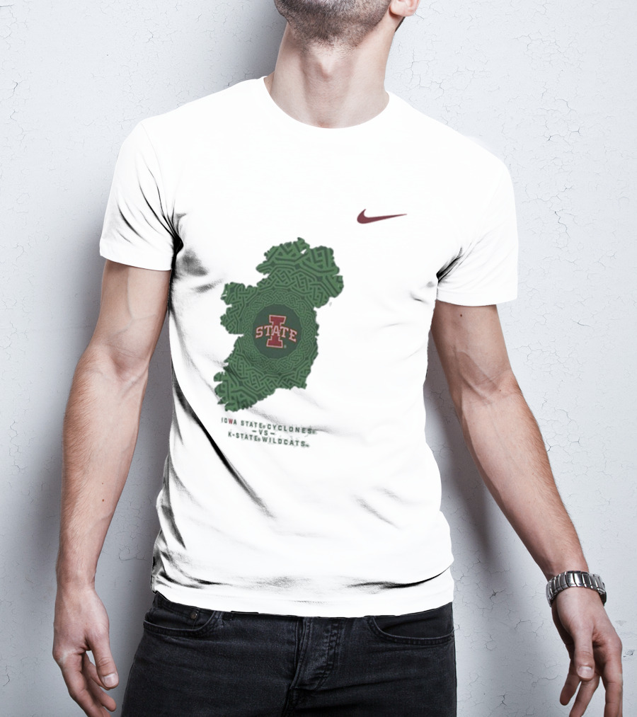 Iowa State Vs K-State Nike Aer Lingus Classic Ireland Map Design T-Shirt