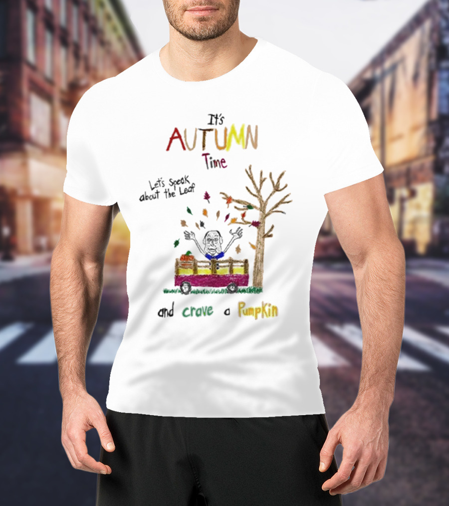 Autumn Time Leaves Falling Tree Carve Pumpkin Truck T-Shirt