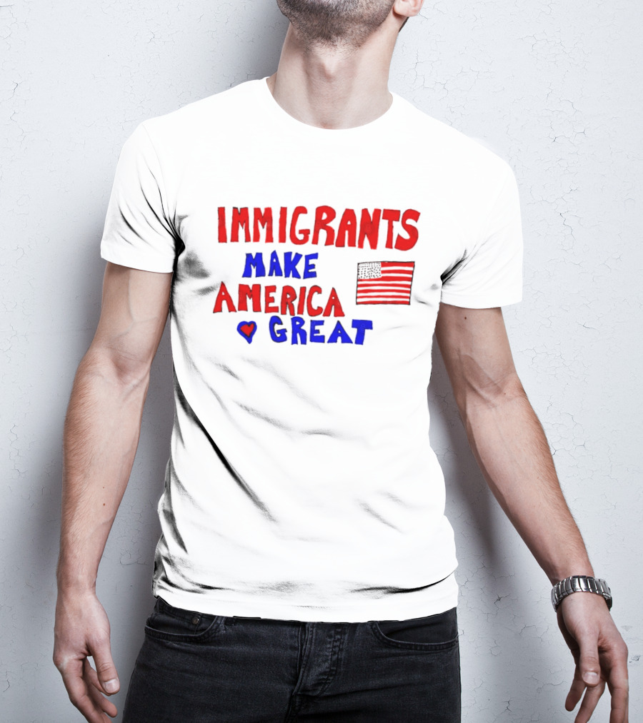 Immigrants Make America Great Heart Flag 2025 T-Shirt