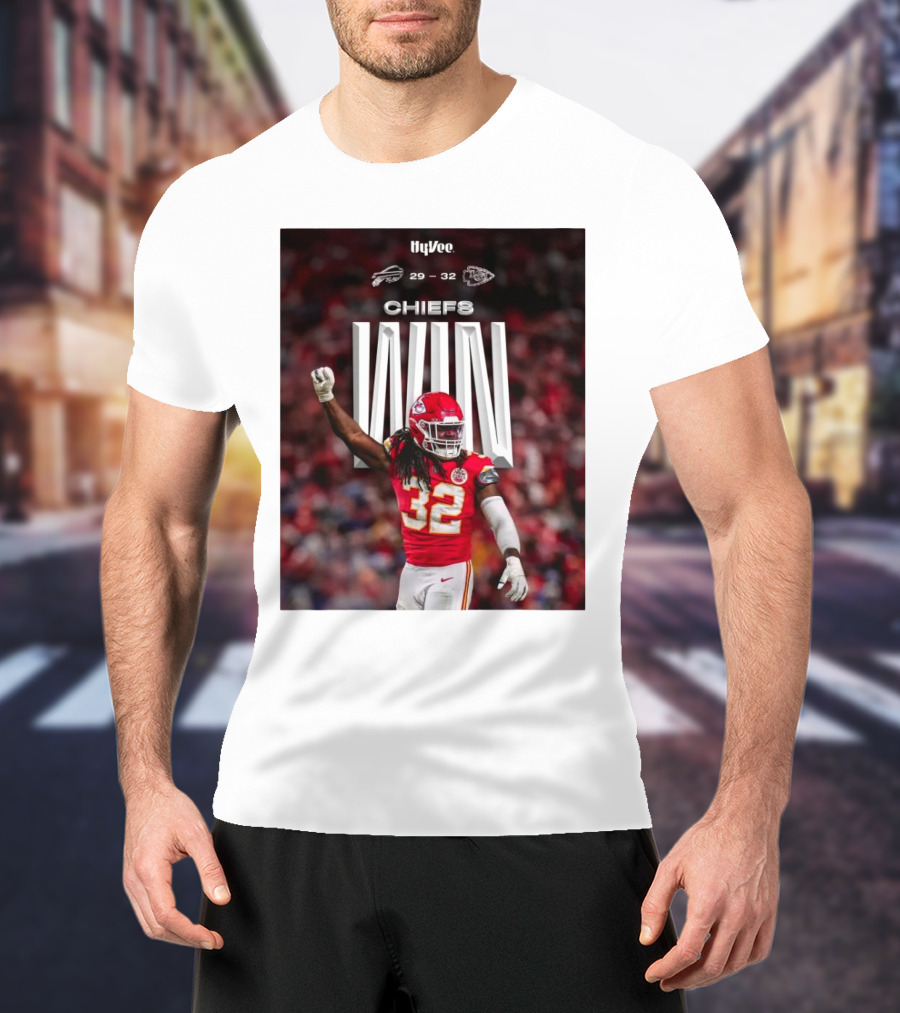 Kansas City Chiefs Win Over Buffalo Bills NFL Final Score 29-32 HyVee T-Shirt
