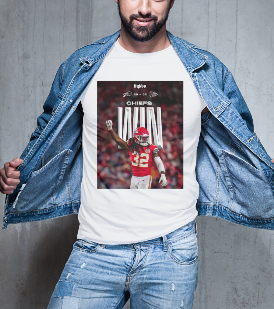 Kansas City Chiefs Win Over Buffalo Bills NFL Final Score 29-32 HyVee T-Shirt