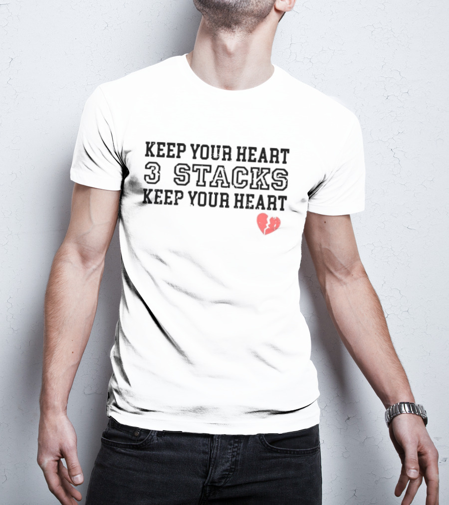 Keep Your Heart 3 Stacks Red Heart Illustration T-Shirt