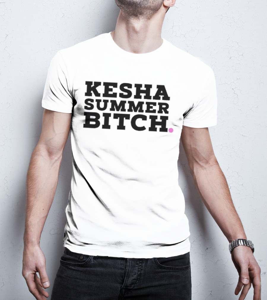 Kesha Records Rainbow Summer Bitch Rainbow Leopard Print Lips T-Shirt