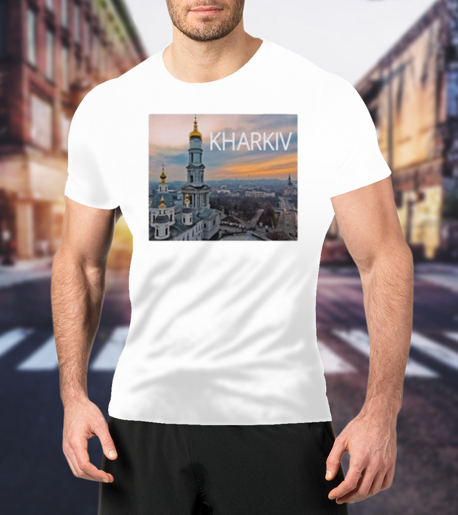 Kharkiv City Skyline With Famous Cathedral Sunset View T-Shirt