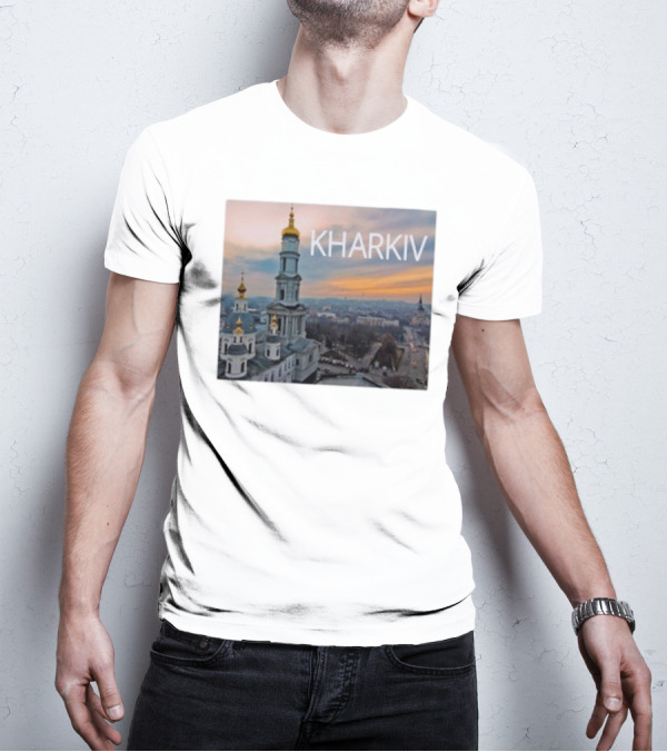 Kharkiv City Skyline With Famous Cathedral Sunset View T-Shirt