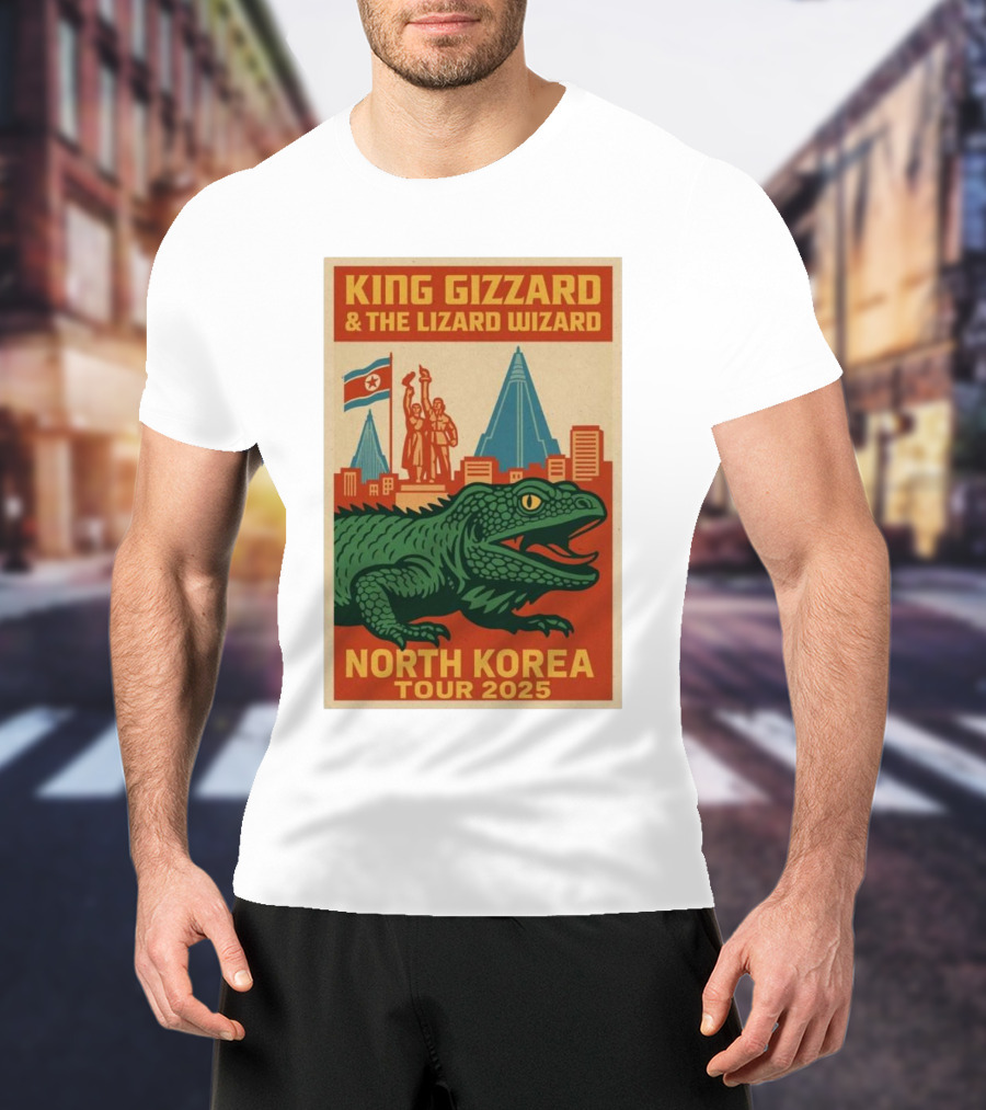 King Gizzard & The Lizard Wizard North Korea Tour 2025 Pyongyang Monument Lizard T-Shirt
