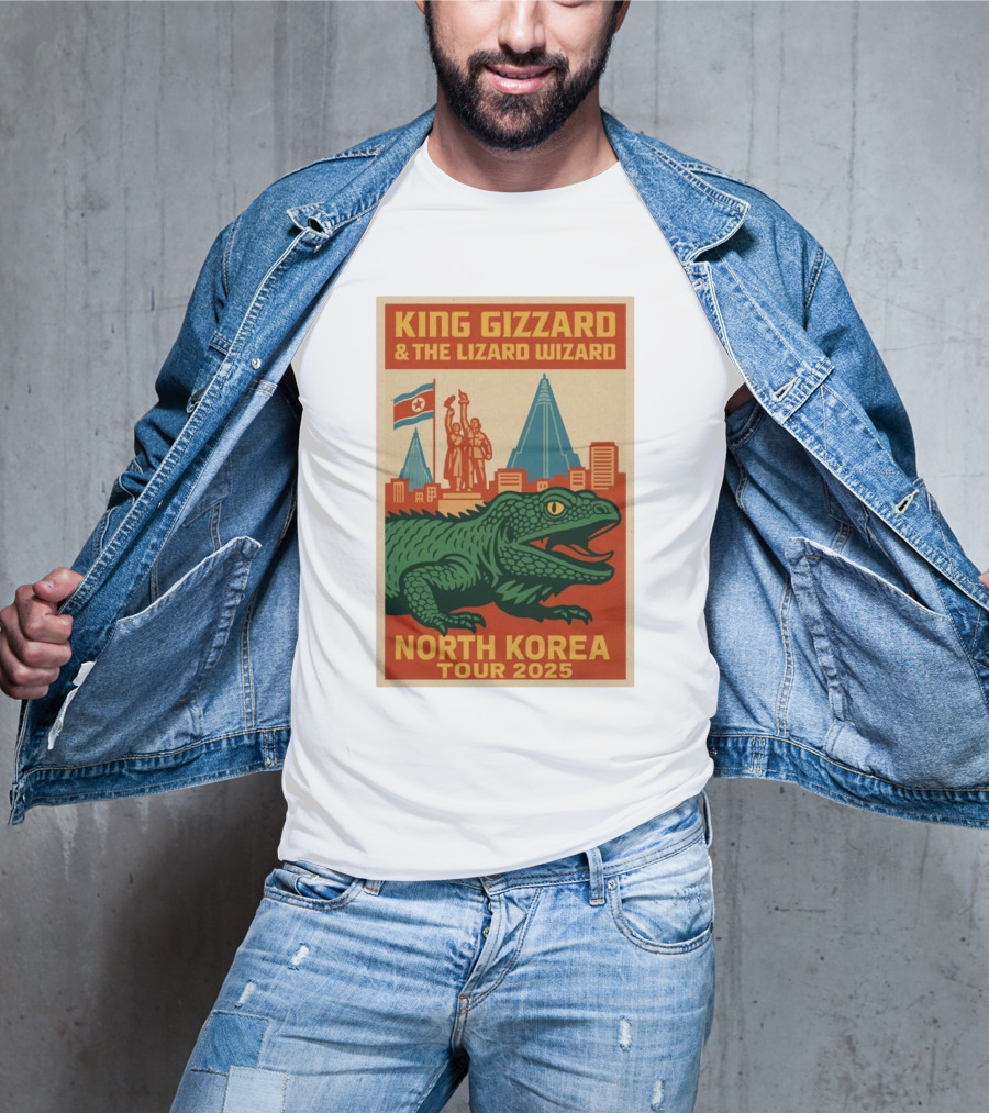 King Gizzard & The Lizard Wizard North Korea Tour 2025 Pyongyang Monument Lizard T-Shirt