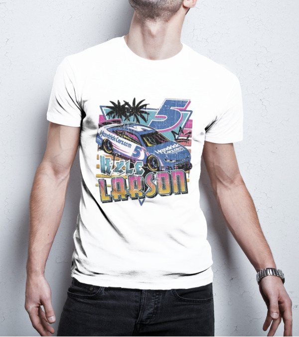 Kyle Larson Hendrickcars.com Racing Car Palm Trees Sunset Retro Style T-Shirt