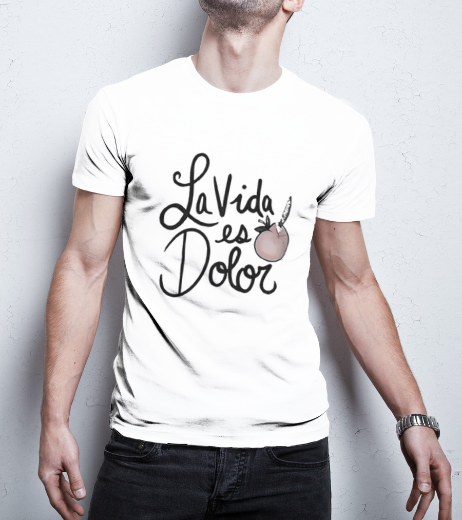 La Vida Es Dolor Red Heart Drawing T-Shirt