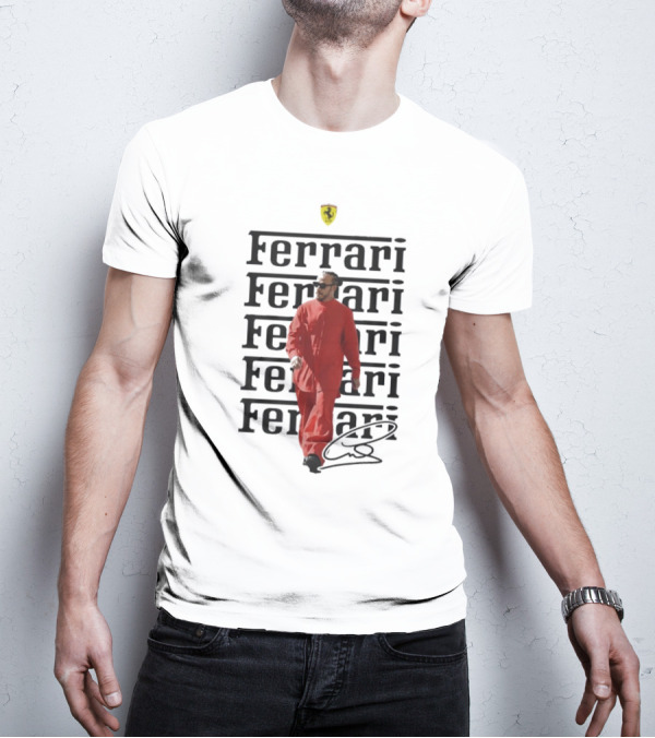Ferrari 2025 Signature Lewis Hamilton Red Racing Suit T-Shirt