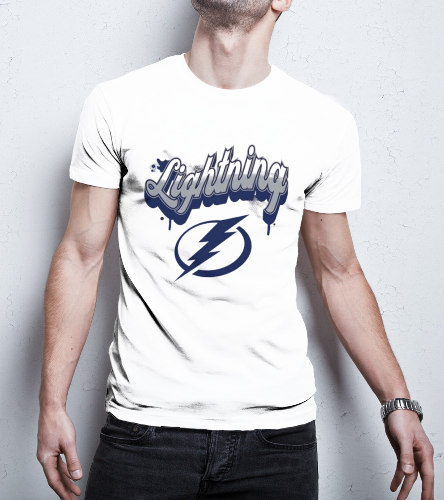 Lightning Script Blue Bolt Bubbly Tampa Bay T-Shirt