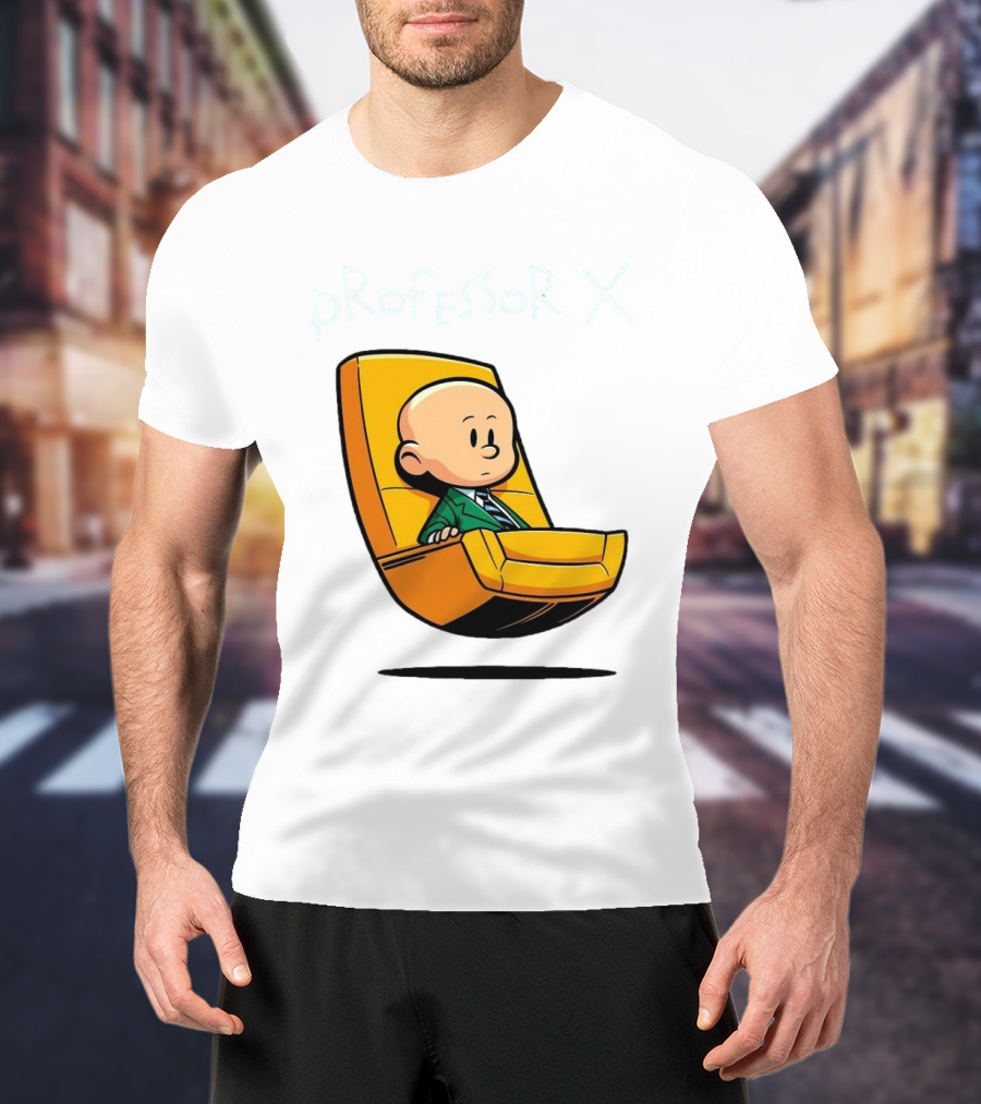 Professor X Cartoon Style In Yellow Chair T-Shirt