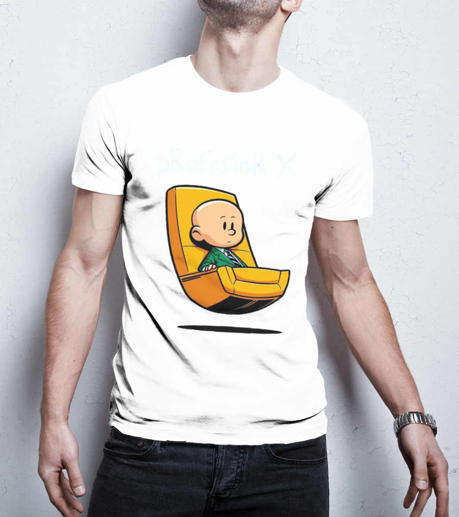 Professor X Cartoon Style In Yellow Chair T-Shirt