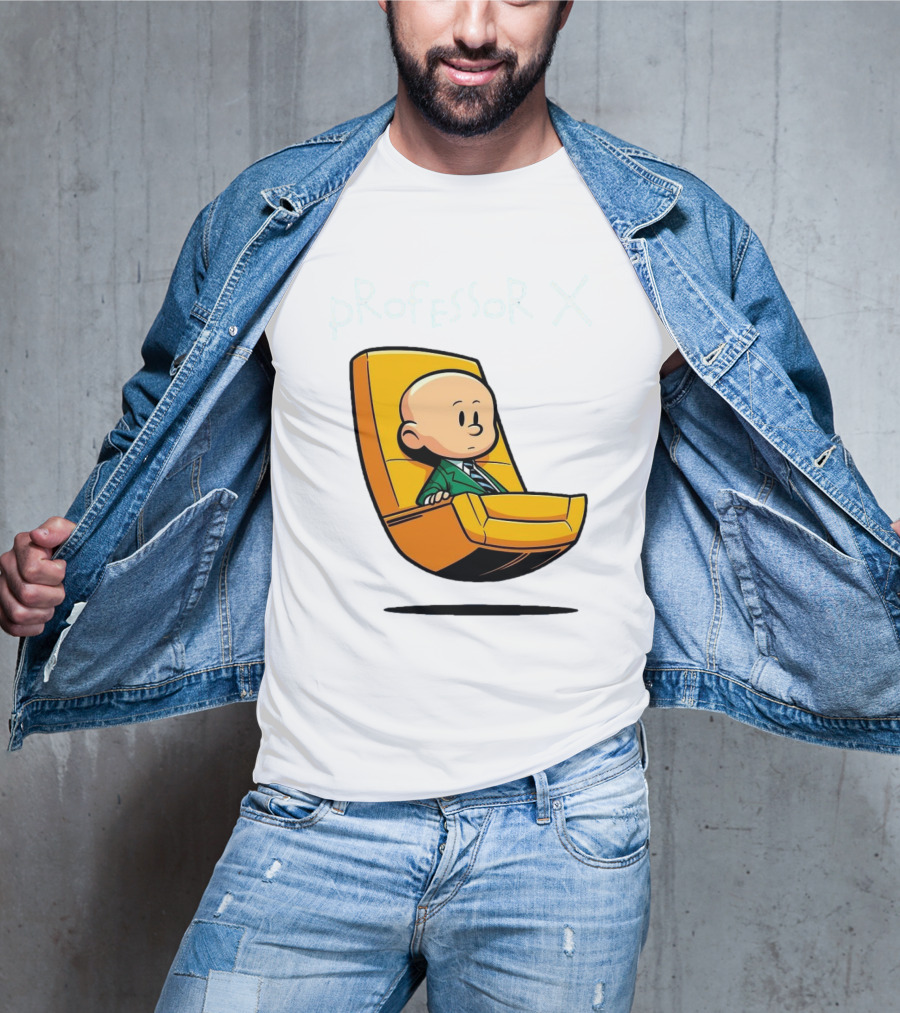 Professor X Cartoon Style In Yellow Chair T-Shirt