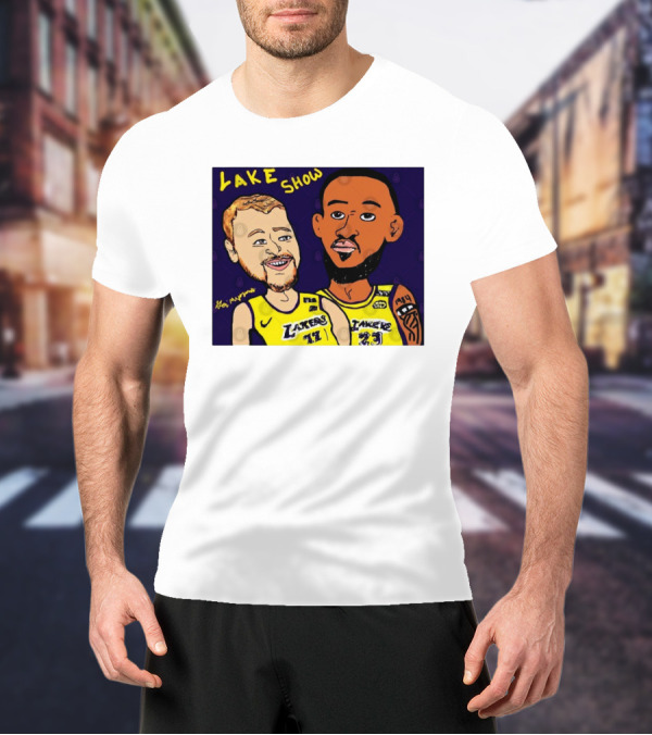 LeBron James And Luka Dončić Lake Show Lakers Cartoon Art 23 77 T-Shirt