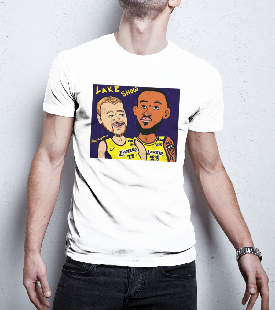 LeBron James And Luka Dončić Lake Show Lakers Cartoon Art 23 77 T-Shirt