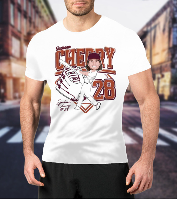 Cherry Baseball Jackson #28 Player Portrait 2025 T-Shirt