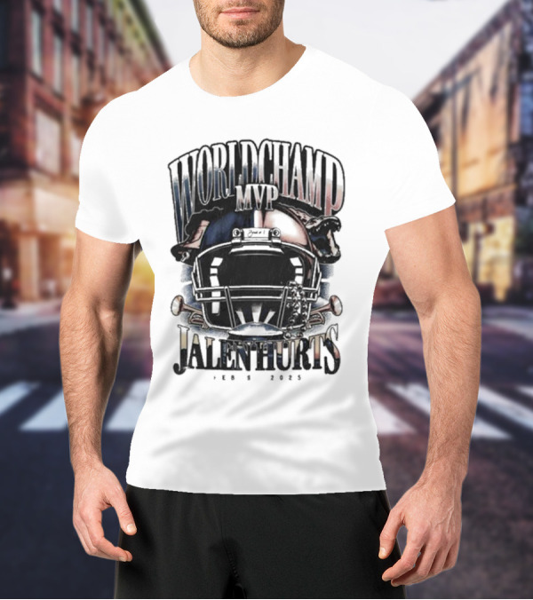 World Champ MVP Helmet Jalen Hurts Feb 9 2025 T-Shirt