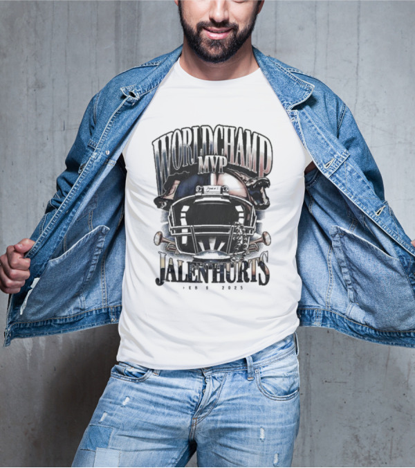 World Champ MVP Helmet Jalen Hurts Feb 9 2025 T-Shirt