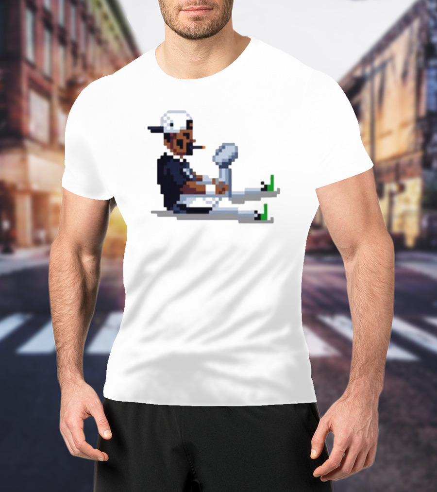 Jalen Hurts Philadelphia Eagles Champs 2025 Pixel Pigskin Player Holding Trophy T-Shirt
