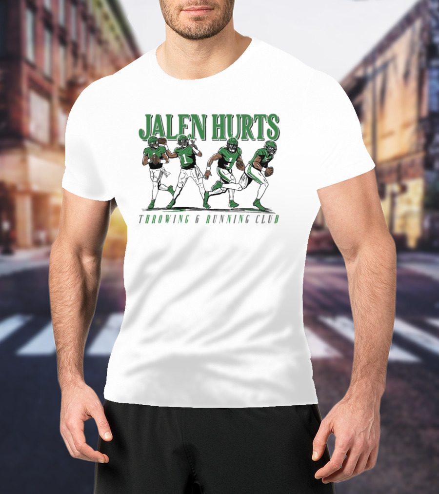 Jalen Hurts Dual Threat Throwing Running Action Figures Sports Apparel T-Shirt
