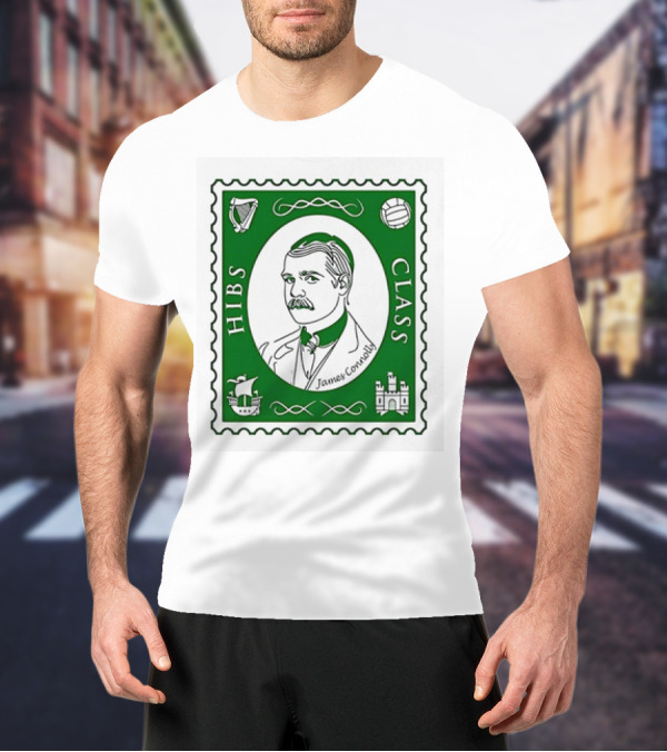 James Connolly Hibs Class Stamp With Harp, Ball, Ship, Castle Symbols T-Shirt