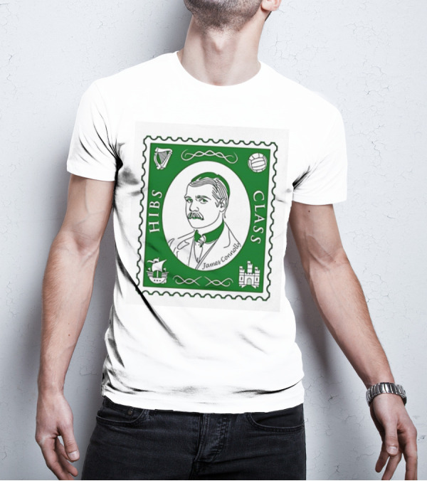 James Connolly Hibs Class Stamp With Harp, Ball, Ship, Castle Symbols T-Shirt