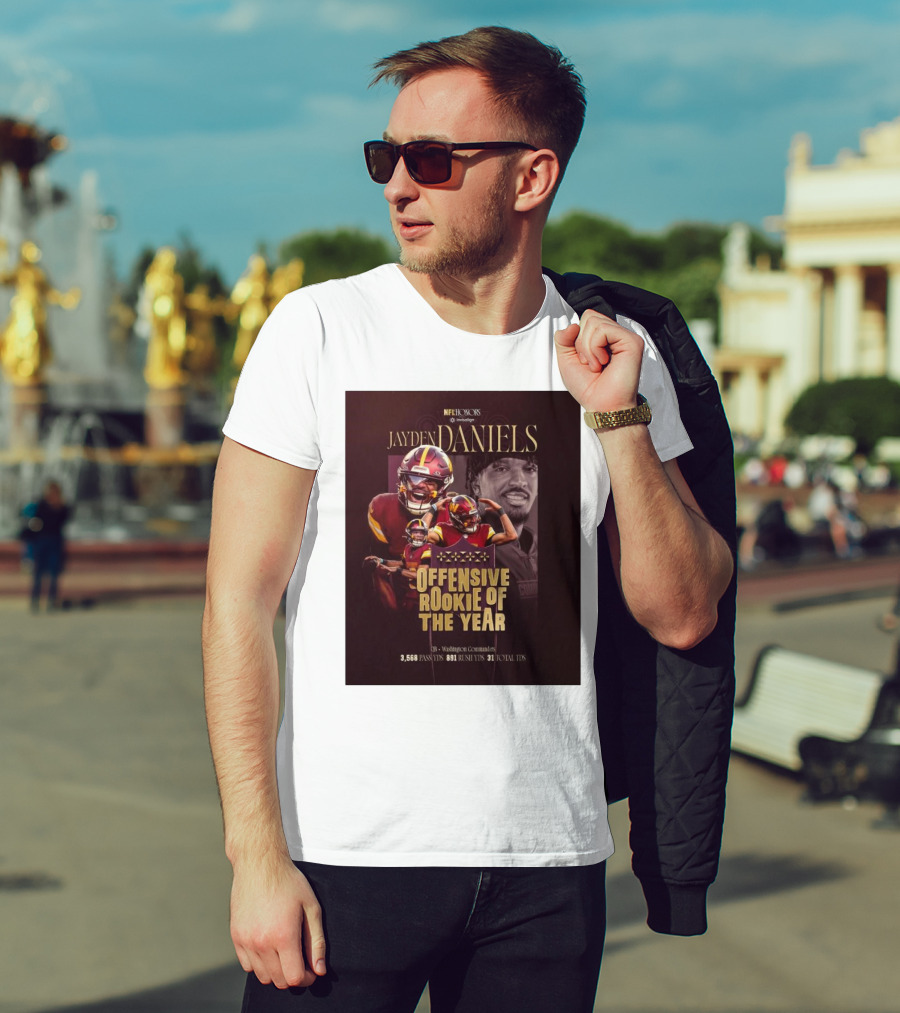 NFL Honors Jayden Daniels Washington Commanders Offensive Rookie Of The Year 3,568 Pass YDs 891 Rush YDs 31 Total TDs T-Shirt