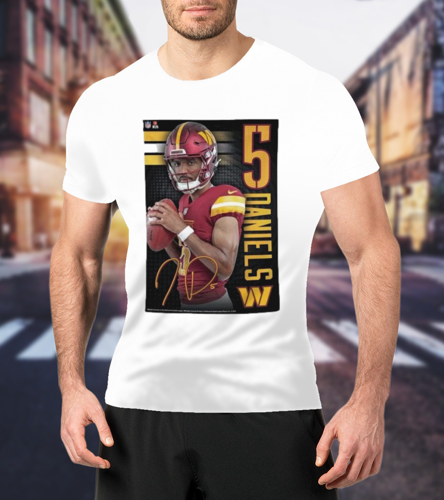 NFL Washington Commanders Jayden Daniels 5 Signature T-Shirt