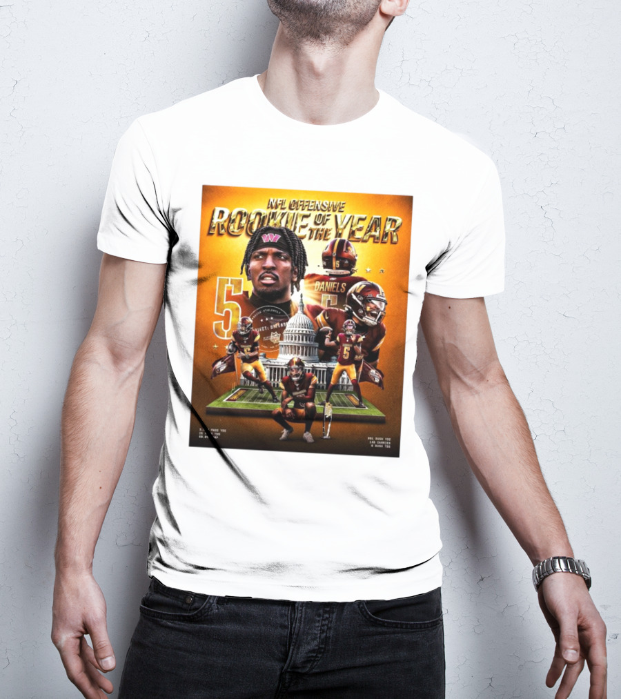 NFL Offensive Rookie Of The Year Jayden Daniels Washington Commanders 1,568 Pass YDs 14 Games 6 Rush TDs T-Shirt