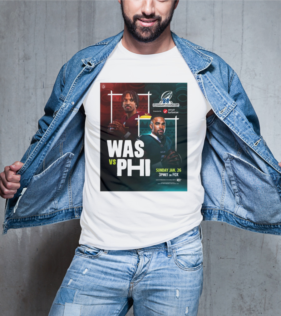 Jayden Daniels Washington Commanders Vs Jalen Hurts Philadelphia Eagles NFC Championship Sunday Jan 26 3PM ET On Fox T-Shirt