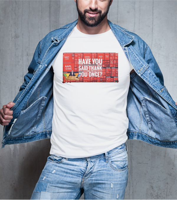 JD Vance Have You Said Thank You Once Stock Market Red Decline Background T-Shirt
