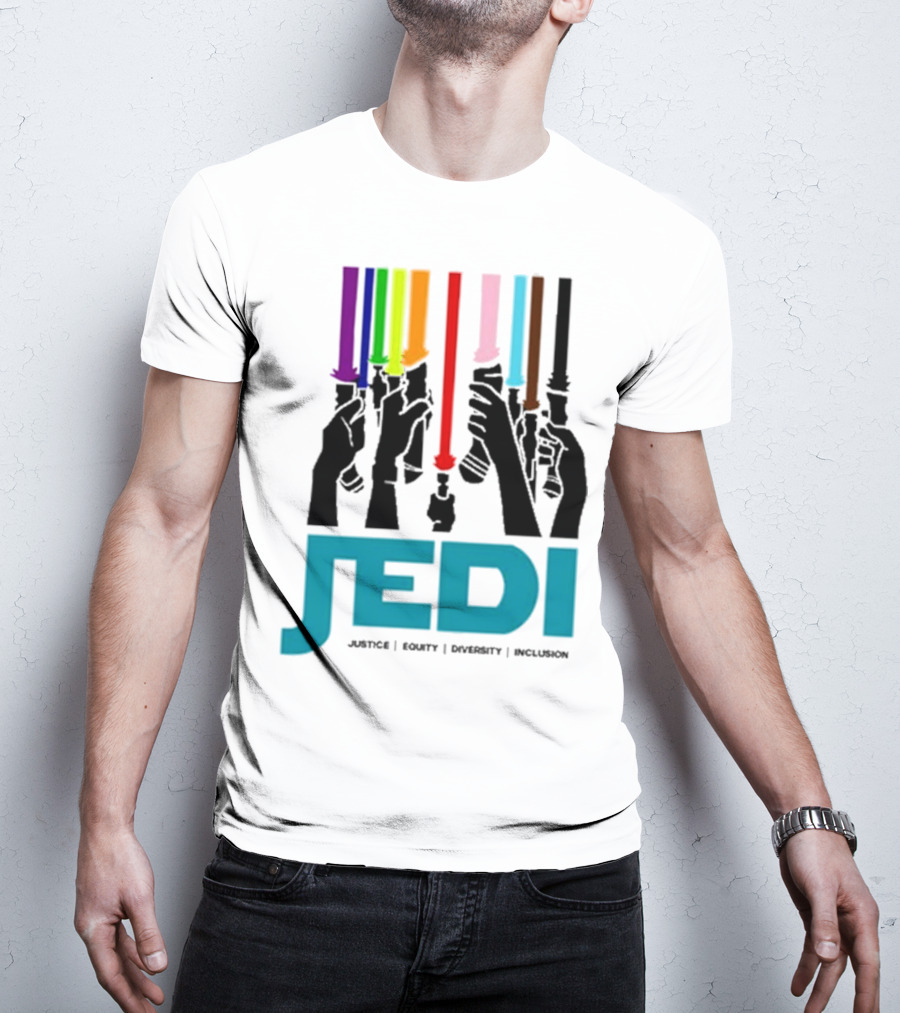 Jedi Justice Equity Diversity Inclusion Lightsaber Colors T-Shirt