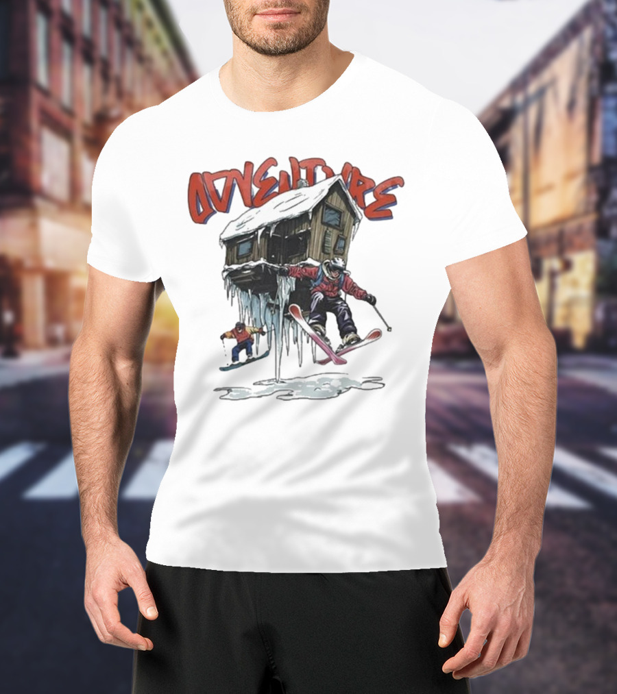 Adventure Jimmy's One Last Run Skiing Cabin Snowboarding T-Shirt